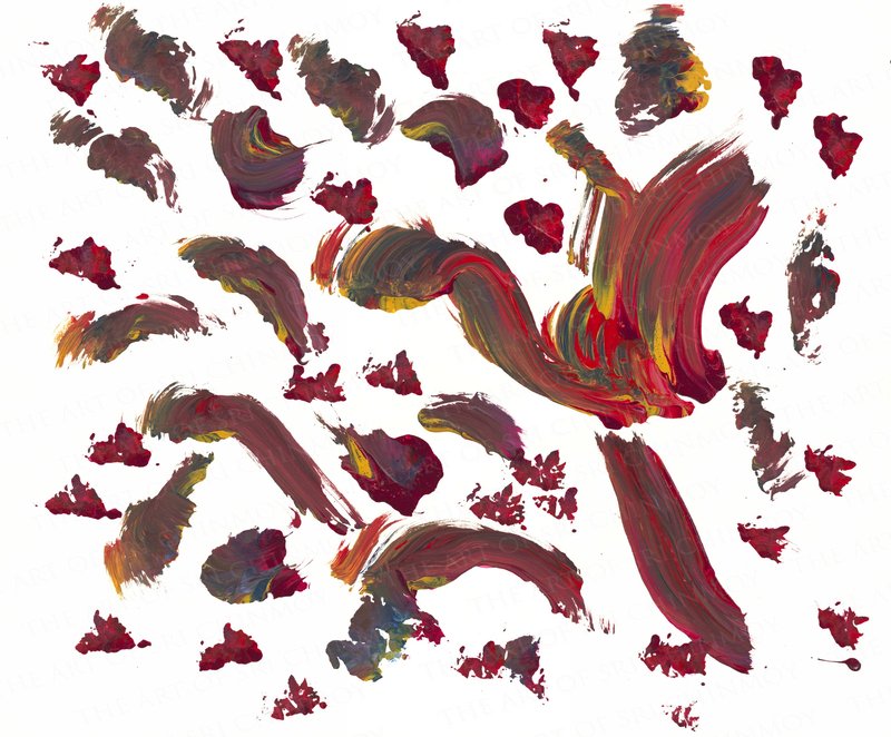 Jharna Kala acrylic red yellow