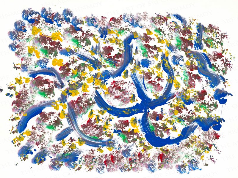 Jharna Kala acrylic blue red yellow green